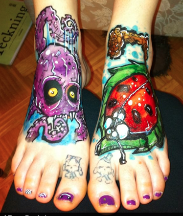 Tattoos - Octopus and Ladybug Foot Tattoos - 99094